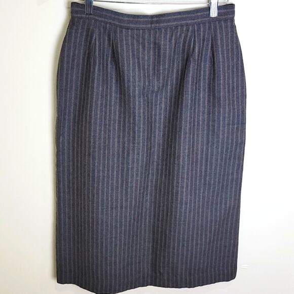 Vintage Christopher Pinstripe Wool Blend Pencil Skirt size M Grey - Picture 1 of 4